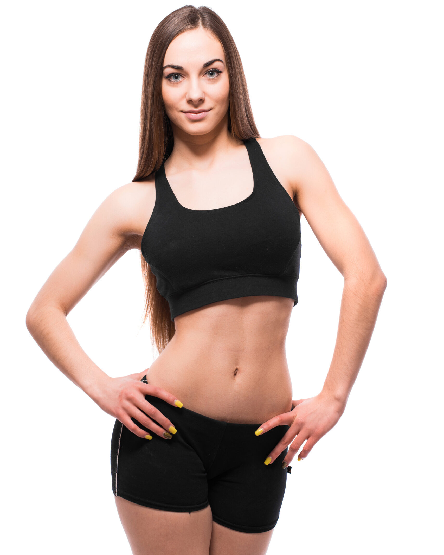 fitness woman portrait isolated on white background. smiling happy female fitness model looking at camera. fresh beautiful fitness woman.